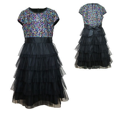 Girl Pageant Flower Bridesmaid Evening Ball Formal Party Black Dress 4-16 years 